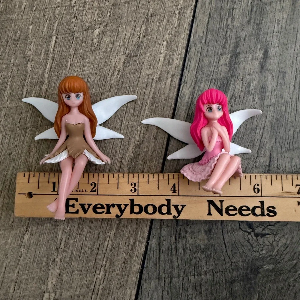 4Pc Miniature Anime Fairy Figurines Whimsical Sprite Terrarium Decor Set